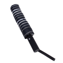 Load image into Gallery viewer, Nollia Compact Black &amp; White Striped Auto-Open Umbrella – 12&quot; Travel Size, Wind-Resistant
