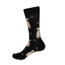 Load image into Gallery viewer, Parquet Men’s Retriever Dog &amp; Paw Print Crew Socks – Black Or Gray
