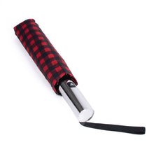 Load image into Gallery viewer, Nollia Compact Gingham Pattern Auto-Open Umbrella – 12&quot; Travel Size, Black or Red

