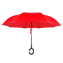 Load image into Gallery viewer, Nollia Heart Print Inverted Umbrella – Double Layer, UV Protection, C-Handle (Red or Black)
