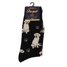 Load image into Gallery viewer, Parquet Men’s Retriever Dog &amp; Paw Print Crew Socks – Black Or Gray
