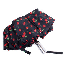 Load image into Gallery viewer, Nollia Compact Red Cherry Pattern Auto-Open Umbrella – 12&quot; Travel Size, Wind-Resistant
