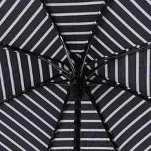 Load image into Gallery viewer, Nollia Compact Black &amp; White Stripe Auto-Open Umbrella – 12&quot; Travel Size, Wind-Resistant
