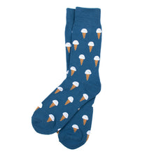 Load image into Gallery viewer, Parquet Men’s Ice Cream Pattern Novelty Crew Socks – Teal

