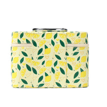 Load image into Gallery viewer, Nollia Large Lemon Print Makeup Train Case – Cosmetic Organizer with Handle &amp; Mirror
