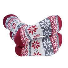 Load image into Gallery viewer, Parquet Men’s Snowflake Pattern Novelty Crew Socks – Burgundy &amp; Gray
