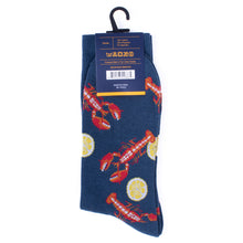Load image into Gallery viewer, Parquet Men’s Lobster &amp; Lemon Novelty Crew Socks – Navy
