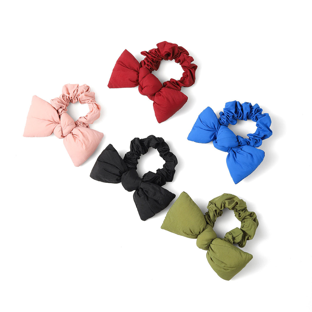 5 Pack Padded Ribbon Bow Scrunchie Set