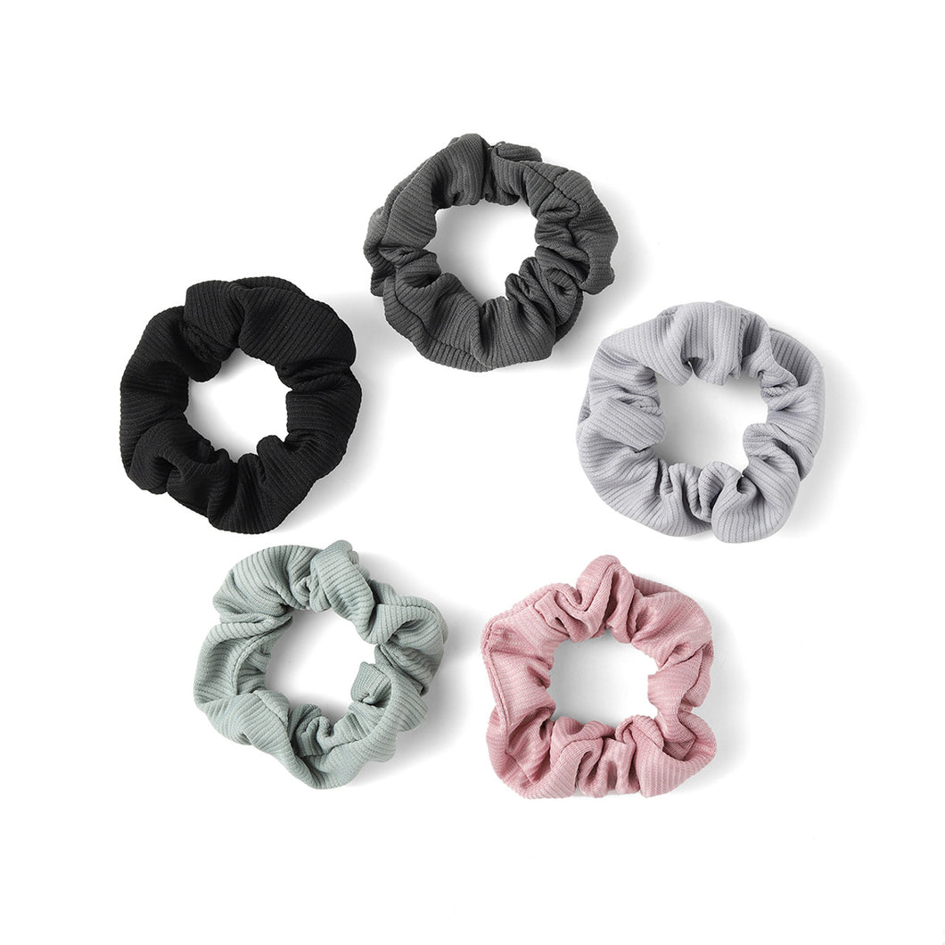5 Pack Corduroy-feel Scrunchie Set