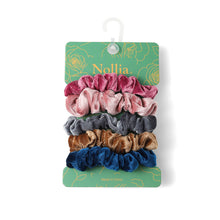 Load image into Gallery viewer, 5pc Shiny Velvet-feel Scrunchie Set
