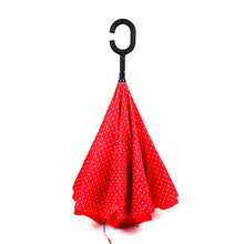 Load image into Gallery viewer, Nollia Heart Print Inverted Umbrella – Double Layer, UV Protection, C-Handle (Red or Black)
