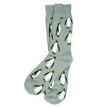 Load image into Gallery viewer, Parquet Men’s Penguin Pattern Novelty Crew Socks – Light Gray
