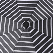 Load image into Gallery viewer, Nollia Compact Black &amp; White Stripe Auto-Open Umbrella – 12&quot; Travel Size, Wind-Resistant
