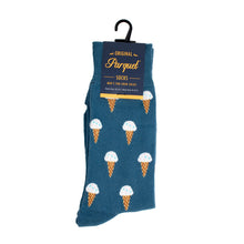 Load image into Gallery viewer, Parquet Men’s Ice Cream Pattern Novelty Crew Socks – Teal
