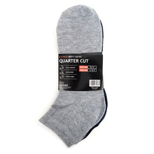 Load image into Gallery viewer, Men&#39;s Quarter-Cut Socks – 6 Pairs, Mixed Colors (2 Black, 2 Navy, 2 Gray)
