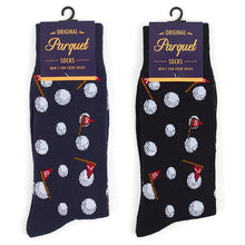 Load image into Gallery viewer, Parquet Men’s Golf Ball Novelty Crew Socks – Black or Navy
