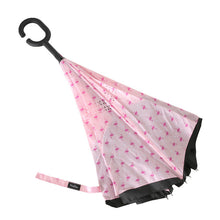 Load image into Gallery viewer, Nollia Flamingo Inside-Out Umbrella – Pink Bird Print, UV Protection &amp; C-Handle

