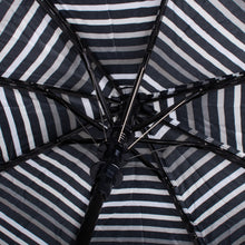 Load image into Gallery viewer, Nollia Compact Black &amp; White Striped Auto-Open Umbrella – 12&quot; Travel Size, Wind-Resistant
