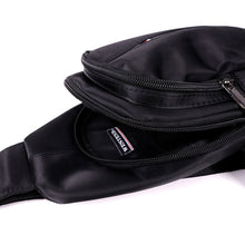 Load image into Gallery viewer, Nylon Crossbody Sling Bag - Adjustable Strap, Multi-Compartment - Black &amp; Navy

