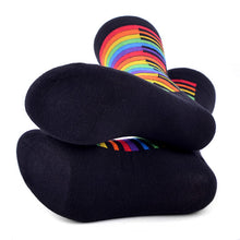 Load image into Gallery viewer, Parquet Men’s Rainbow Piano Keys Novelty Crew Socks – Black

