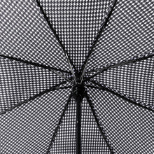 Load image into Gallery viewer, Nollia Compact Black &amp; White Houndstooth Auto-Open Umbrella – 12&quot; Travel Size, Wind-Resistant

