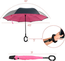 Load image into Gallery viewer, Double Layer Inverted Umbrellas - Windproof C Shaped Handle
