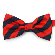 Load image into Gallery viewer, Umo Lorenzo College Stripe Microfiber Banded Bow Tie – Boxed, Multiple Colors
