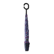 Load image into Gallery viewer, Nollia Anchor Print Inside-Out Umbrella – Navy Nautical Design, UV Protection, C-Handle
