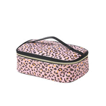 Load image into Gallery viewer, Nollia 4-Piece Makeup Bag Set – Pink Leopard &amp; Clear Vegan Leather Travel Cosmetic Organizer Case
