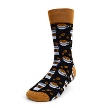 Load image into Gallery viewer, Parquet Men’s Coffee Cups Novelty Crew Socks – Black &amp; Brown Options
