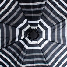 Load image into Gallery viewer, Nollia Compact Black &amp; White Striped Auto-Open Umbrella – 12&quot; Travel Size, Wind-Resistant
