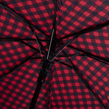 Load image into Gallery viewer, Nollia Compact Gingham Pattern Auto-Open Umbrella – 12&quot; Travel Size, Black or Red
