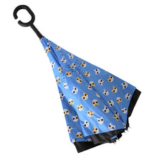 Load image into Gallery viewer, Nollia Inside Out Cat Print Inverted Umbrella – Blue
