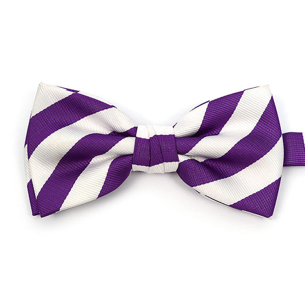 Umo Lorenzo College Stripe Microfiber Banded Bow Tie – Boxed, Multiple Colors