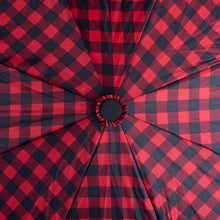 Load image into Gallery viewer, Nollia Compact Gingham Pattern Auto-Open Umbrella – 12&quot; Travel Size, Black or Red
