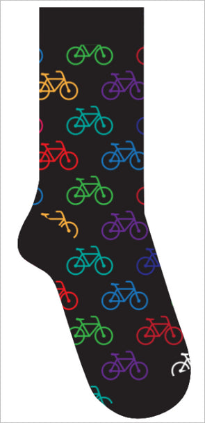 Parquet Men’s Bicycle Pattern Novelty Crew Socks – Gray or Black