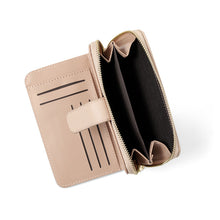Load image into Gallery viewer, Nollia Ladies Vegan Leather Compact Tab Wallet – Black or Mauve
