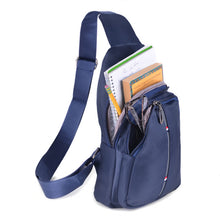 Load image into Gallery viewer, Nylon Crossbody Sling Bag - Adjustable Strap, Multi-Compartment - Black &amp; Navy
