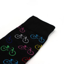 Load image into Gallery viewer, Parquet Men’s Bicycle Pattern Novelty Crew Socks – Gray or Black
