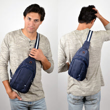 Load image into Gallery viewer, Crossbody Sling Bag with White Stripe Accent

