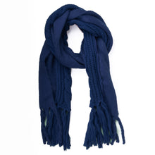 Load image into Gallery viewer, Ladies Chunky Mixed Knit Long Tassel Scarf
