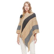 Load image into Gallery viewer, Women&#39;s Herringbone Stripe Poncho
