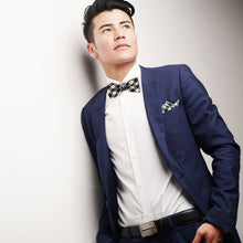Load image into Gallery viewer, Men&#39;s Plaid Cotton Bow Tie &amp; Matching Pocket Square
