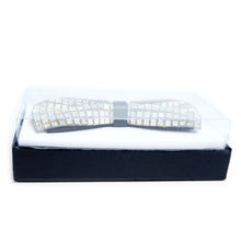 Load image into Gallery viewer, Men&#39;s Crystal Silver Rhinestone over Gold Bow Tie
