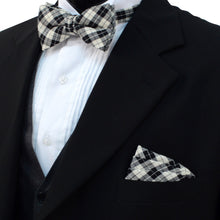 Load image into Gallery viewer, Men&#39;s Plaid Cotton Bow Tie &amp; Matching Pocket Square
