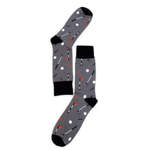 Load image into Gallery viewer, Parquet Men’s Golf Novelty Crew Socks – Grey &amp; Black

