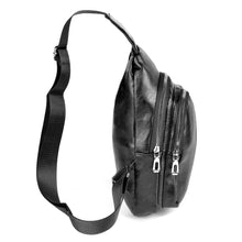Load image into Gallery viewer, Vegan Leather Crossbody Sling Bag w. Gunmetal Zippers
