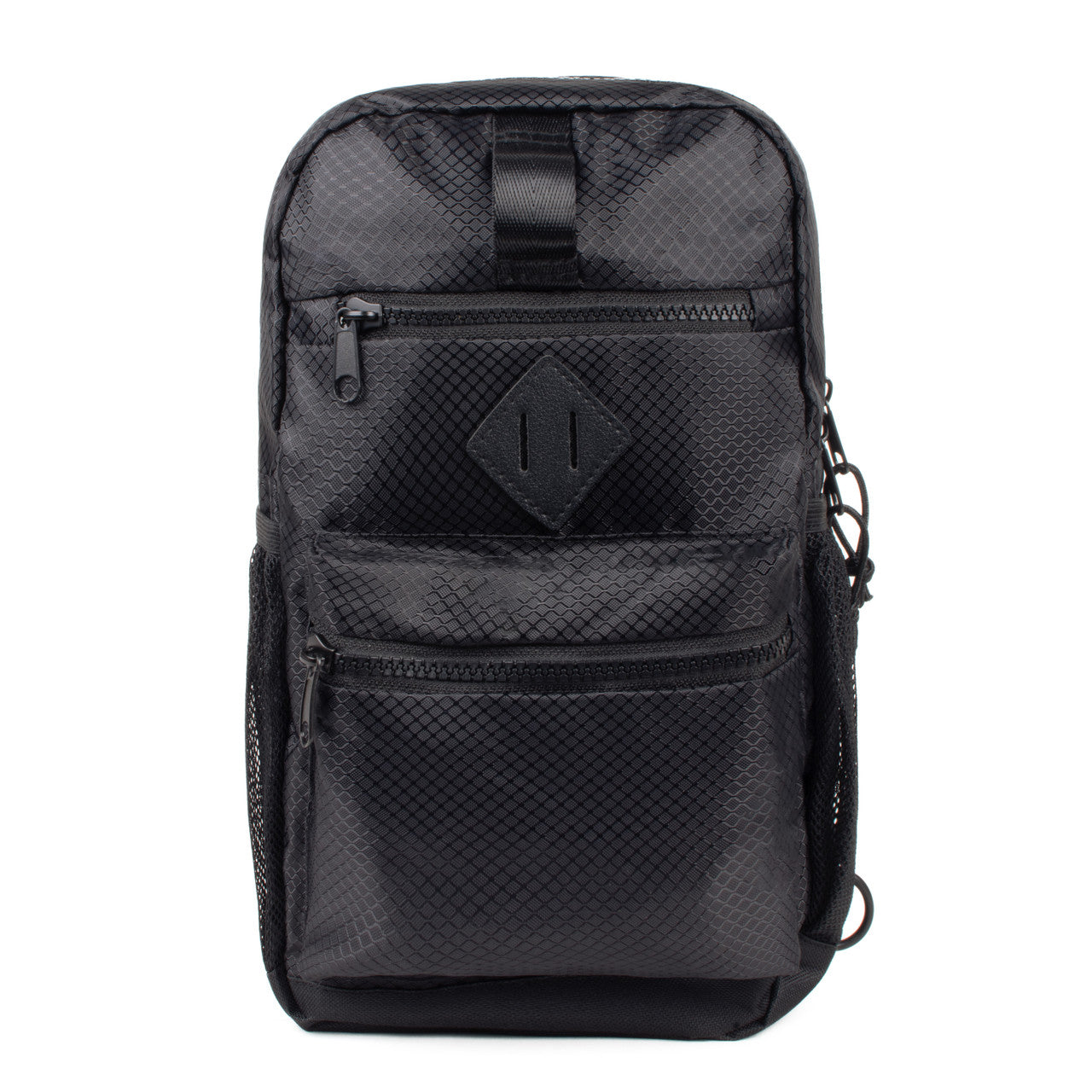 Black Polyester Sling Bag with 3 Zipper Compartments – Spacious & Adjustable