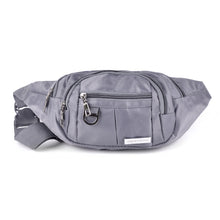 Load image into Gallery viewer, Gray tactical fanny pack with four compartments
