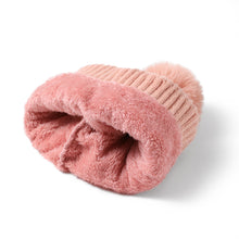 Load image into Gallery viewer, Ladies Winter Beanie hat, Knitted Soft Ski Cap with Fleece Lining and Pom, Thick Slouchy Snow Knit Skull Cap
